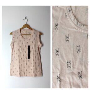 Banana Republic Malibu tee t-shirt tank top pink cute dogs print womne's XS
